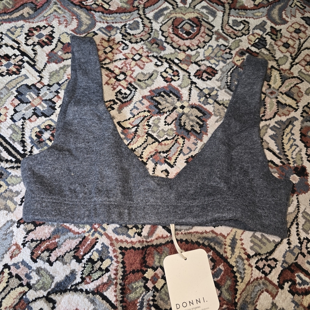 DONNI. Sweater Bra Top In Jet - Picture 2 of 5